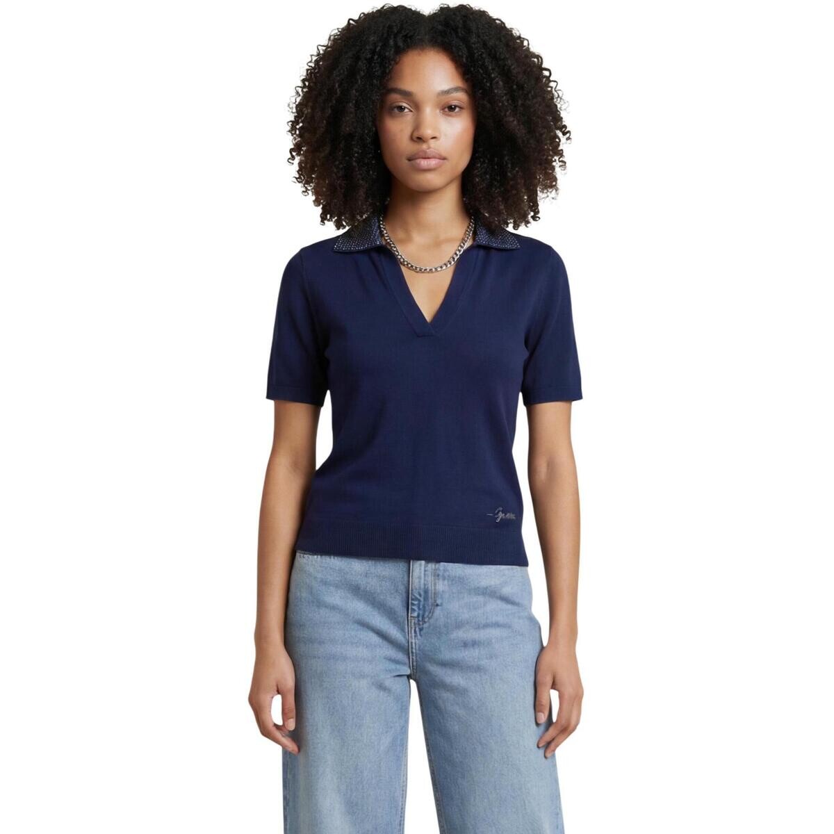 Guess  SS RHINESTONES POLO STORMI SWT W6GR03 Z0583  Modrá