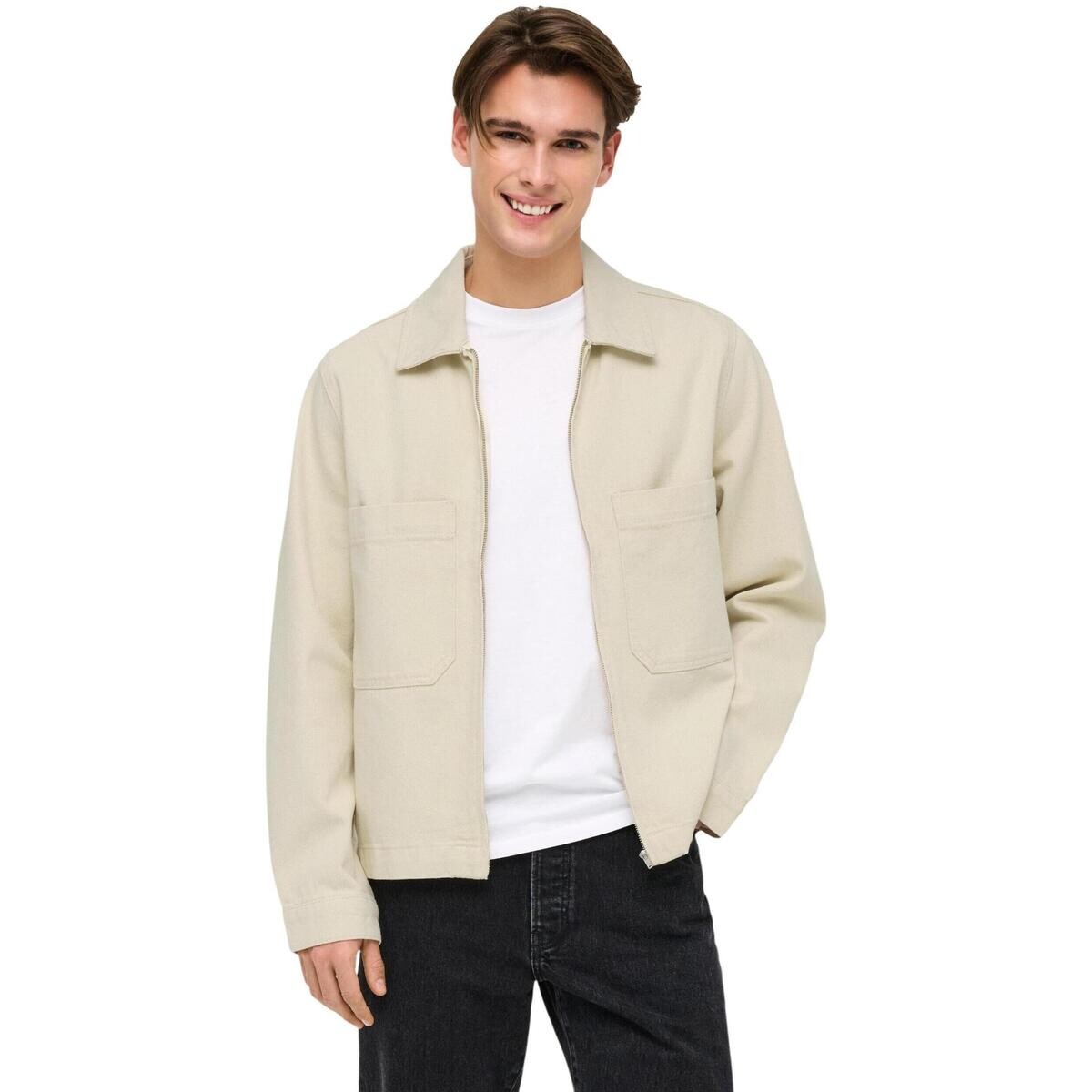 Only & Sons   Onscassel Pim Ecru 5559 Dnm Jacket Noos 22035559  Bílá