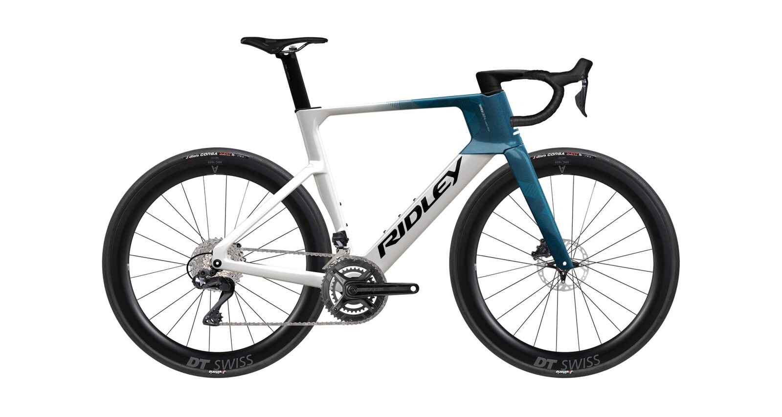 Ridley E-Noah Shimano Ultegra Di2 - White / Black / Petrol Blue Velikost: S