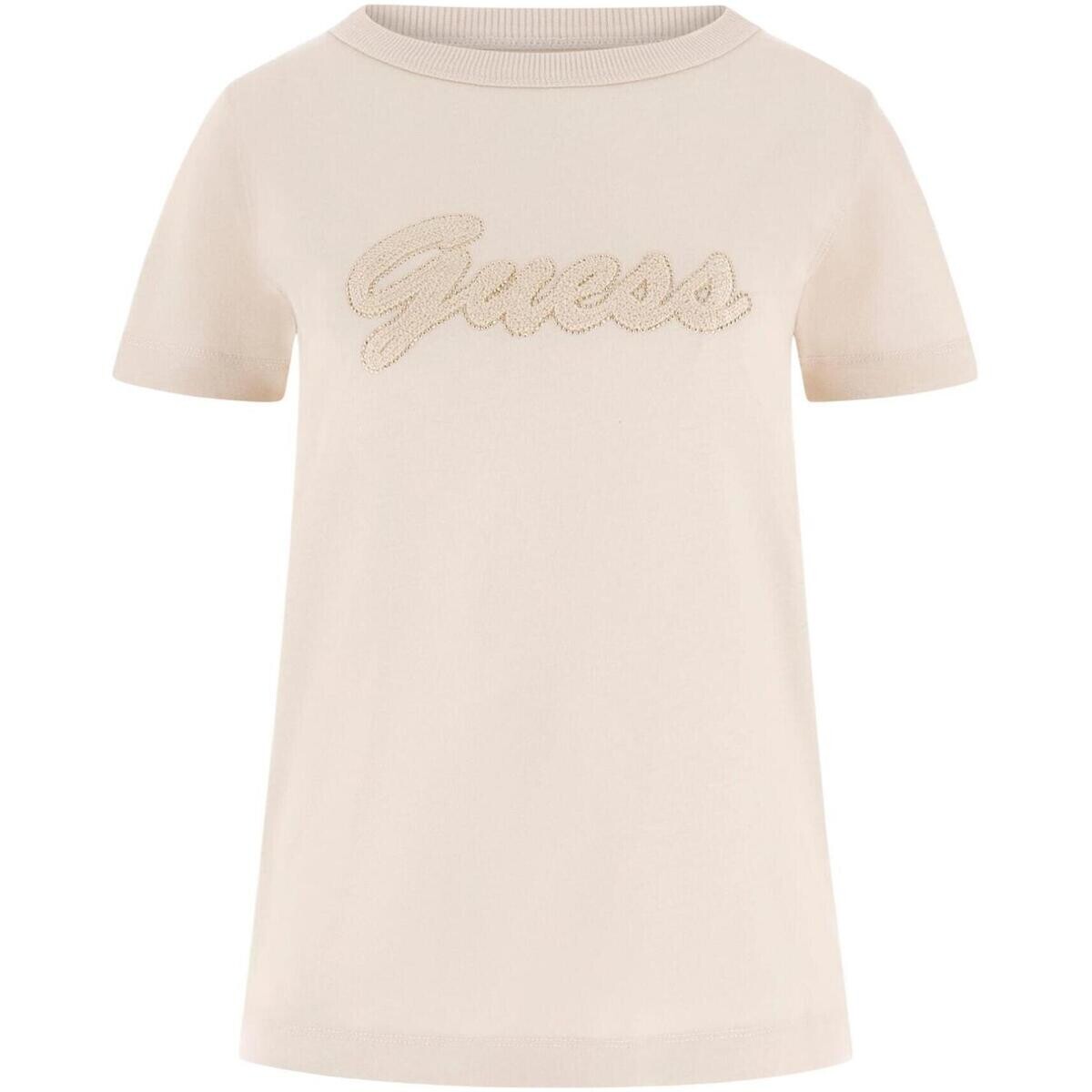 Guess  SS CN 3D  SCRIPT TEE W6GI08 K3023  Béžová