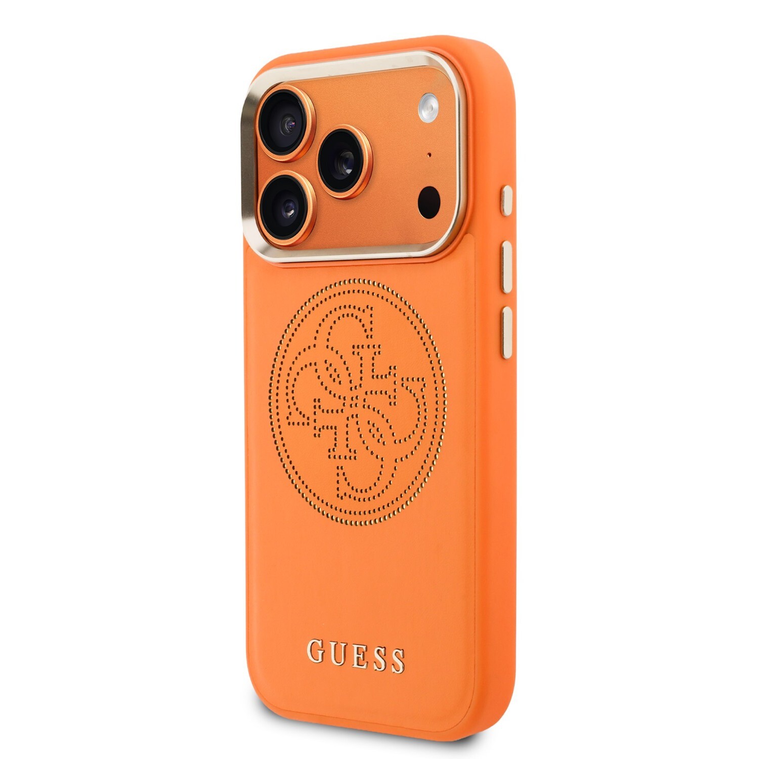Zadní kryt Guess PU Perforated 4G pro iPhone 17 Pro Max, oranžová