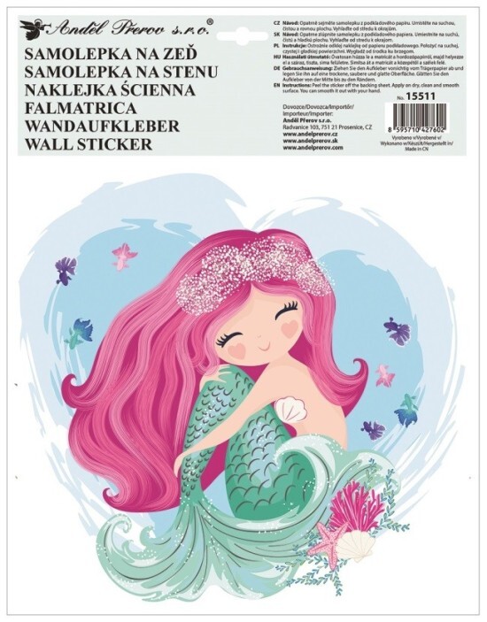 Anděl Samolepka na zeď - barevná - Mořská panna - 15511