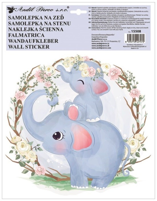 Anděl Samolepka na zeď - barevná - Slon - 15508