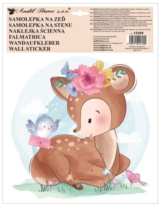 Anděl Samolepka na zeď - barevná - Srnka - 15509