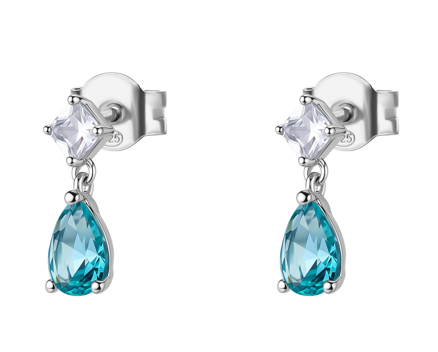 Brosway Stříbrné visací náušnice s kubickou zirkonií Aqua Green Fancy FAG16