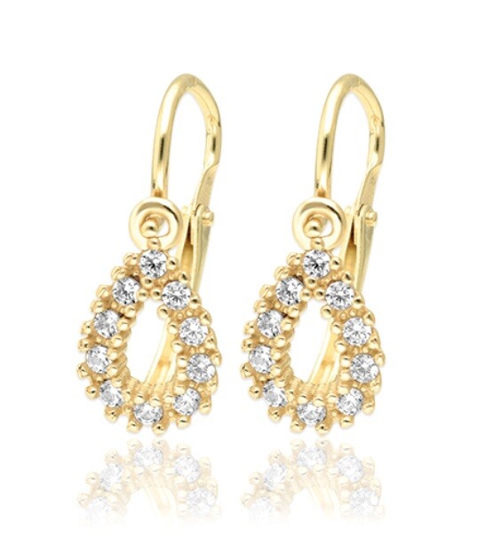 Soliter Dětské zlaté náušnice Kapka s krystaly 239 001 01341 00