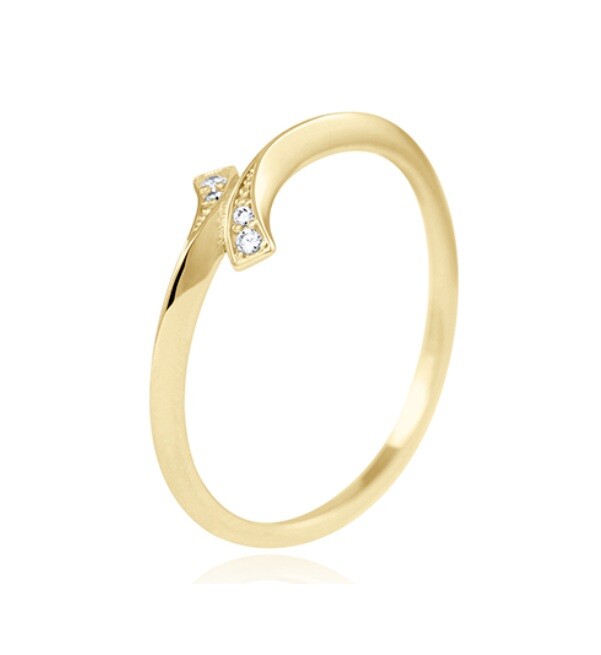 Soliter Jemný prsten ze žlutého zlata s krystaly 229 001 00894 00 61 mm