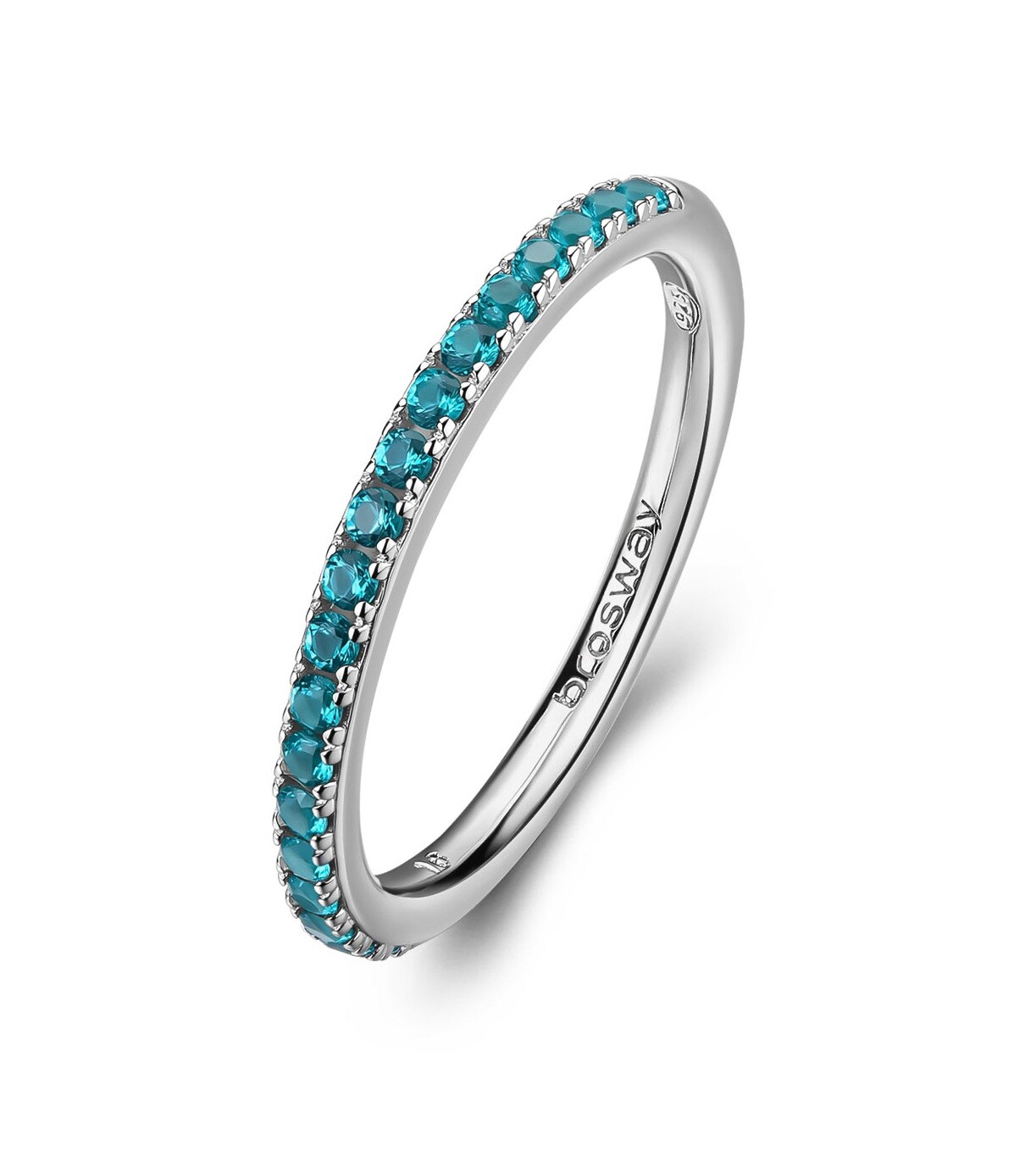 Brosway Třpytivý stříbrný prsten Fancy Aqua Green FAG21 54 mm