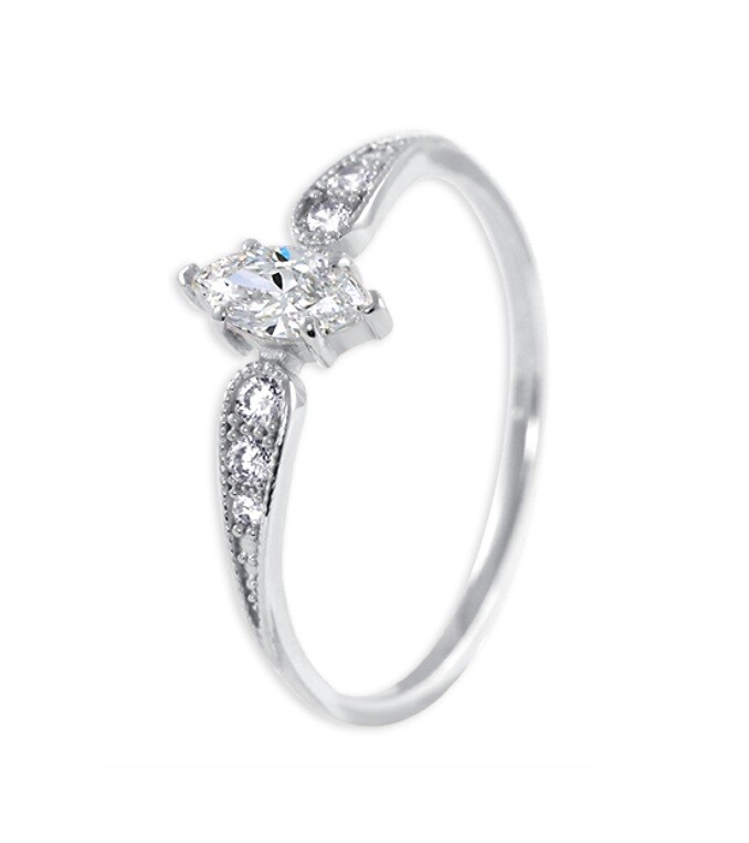 Soliter Třpytivý zásnubní prsten z bílého zlata 229 001 00880 07 60 mm