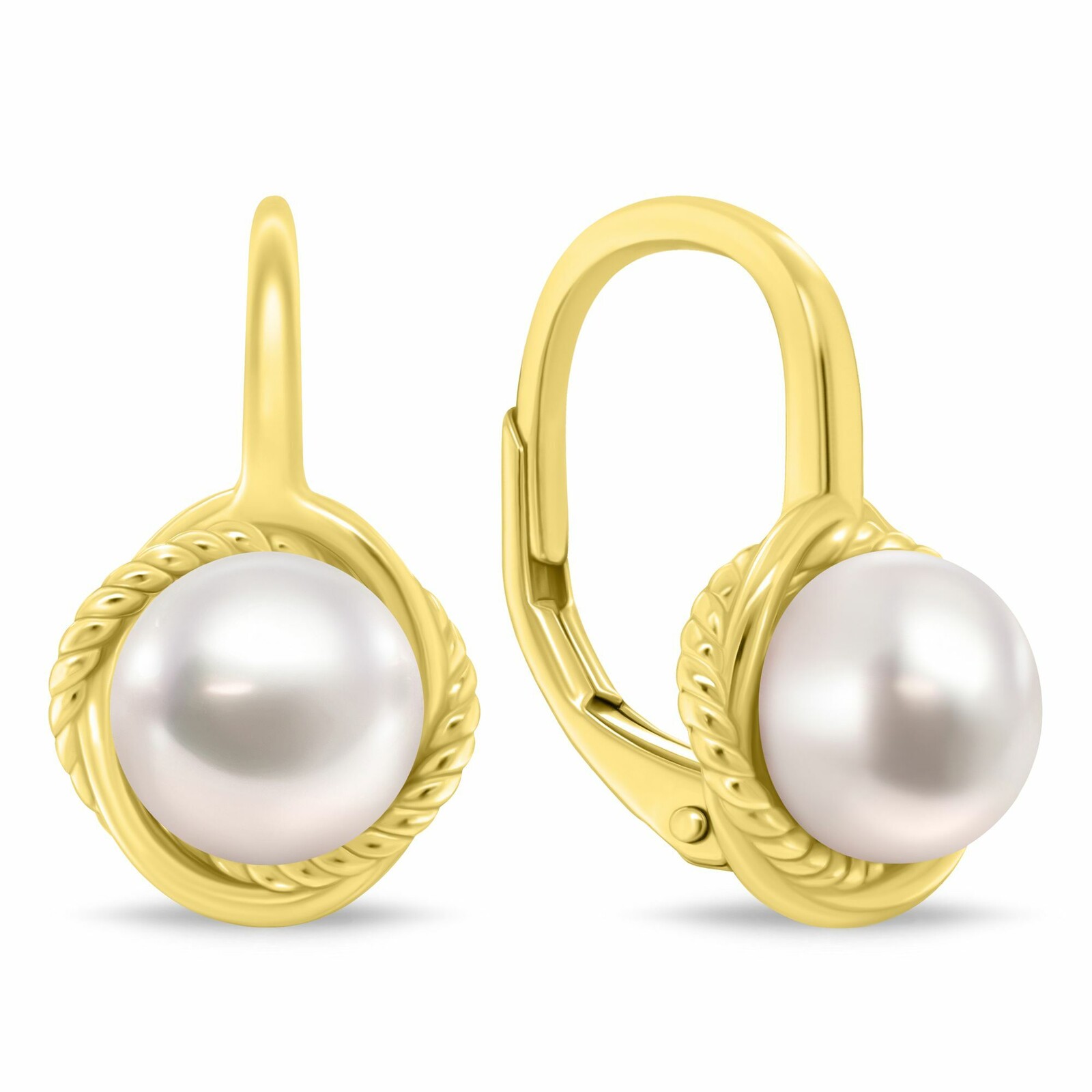 Brilio Silver Visací pozlacené náušnice s říčními perlami EA1249Y