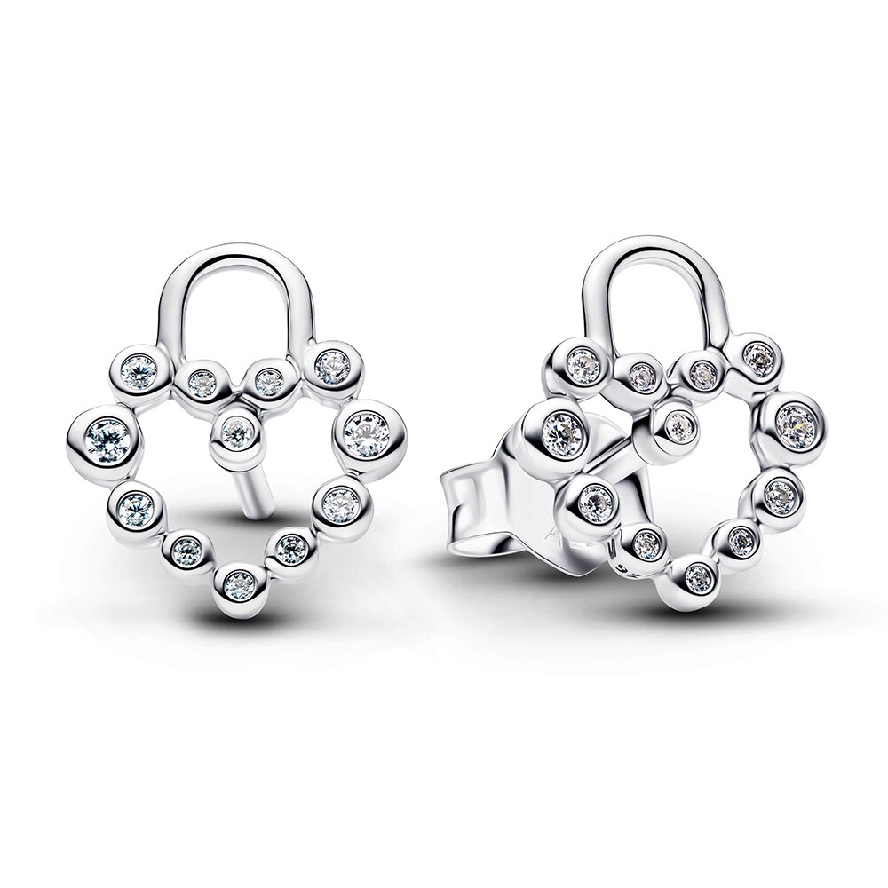 Pandora Stříbrné srdíčkové náušnice se zirkony Moments 294419C01