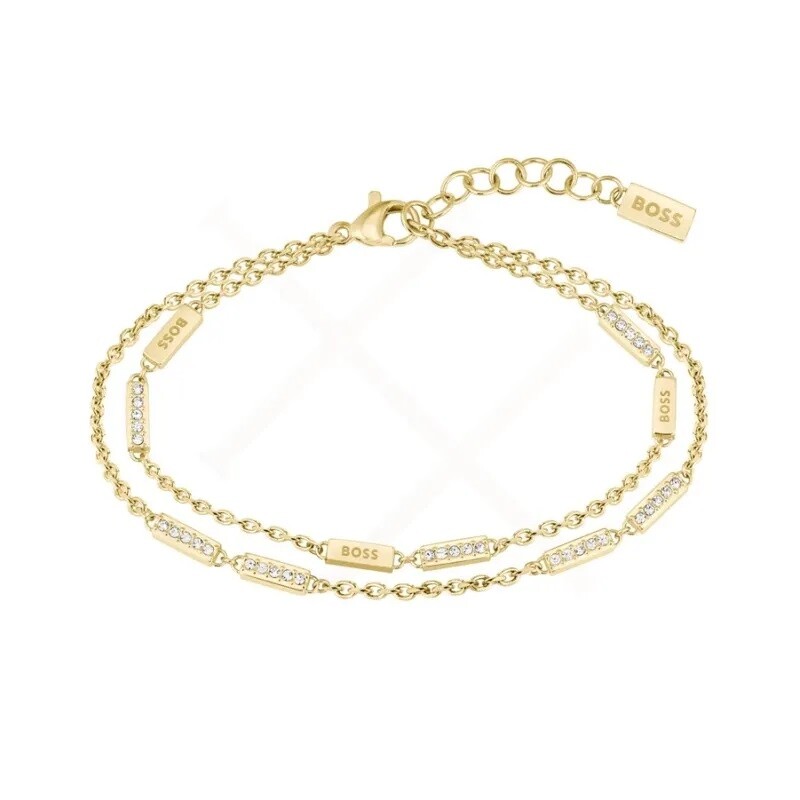 Hugo Boss Dvojitý pozlacený náramek s krystaly Larya 1580450