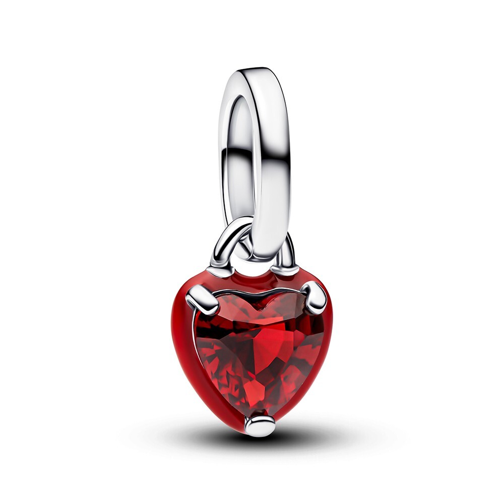 Pandora Stříbrný přívěsek červené Srdíčko s glazurou ME 793042C05