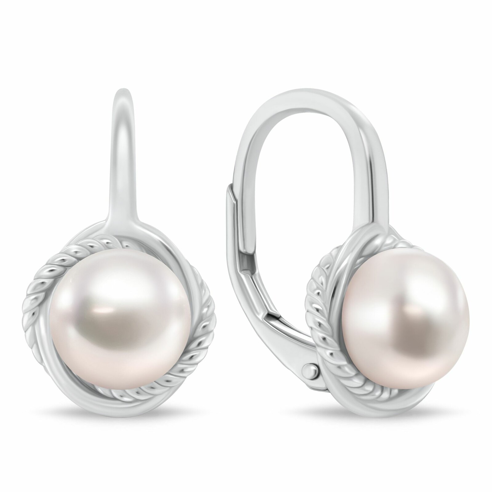 Brilio Silver Visací stříbrné náušnice s říčními perlami EA1249W