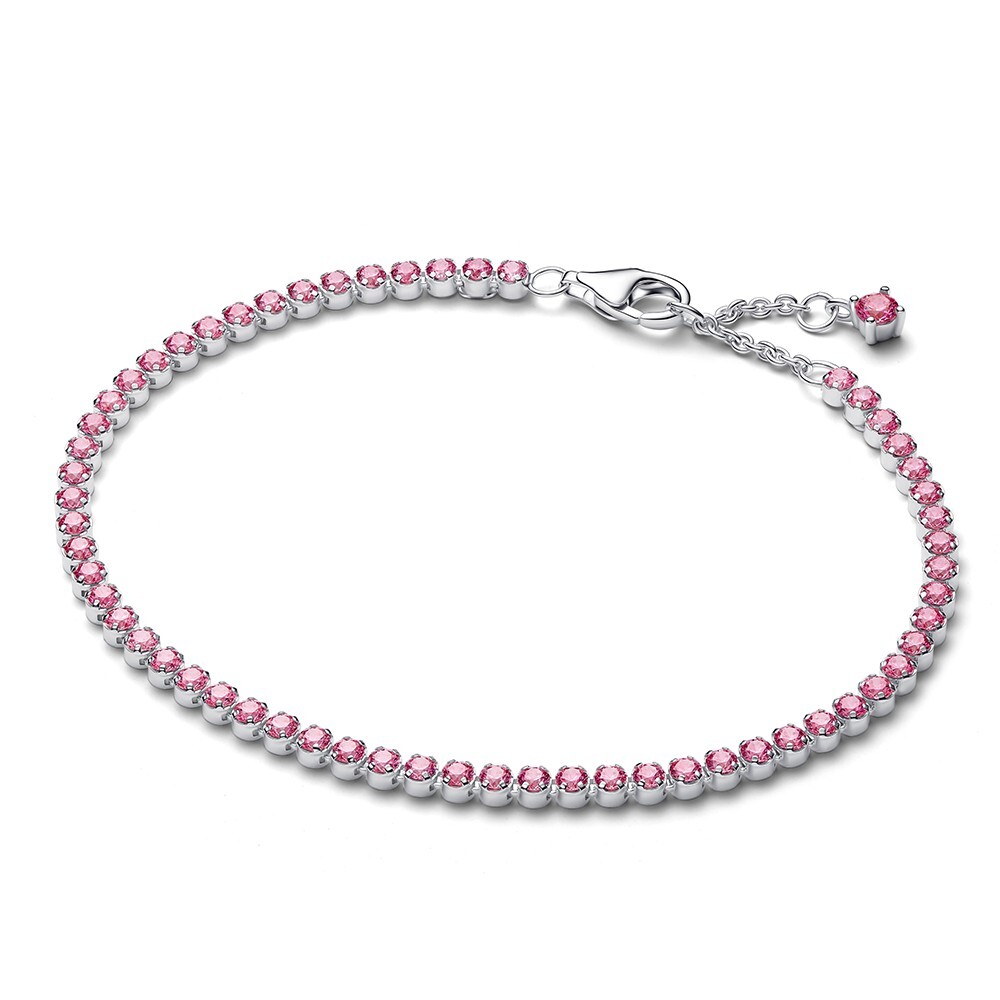 Pandora Tenisový náramek s růžovými zirkony Timeless 593927C02 18 cm