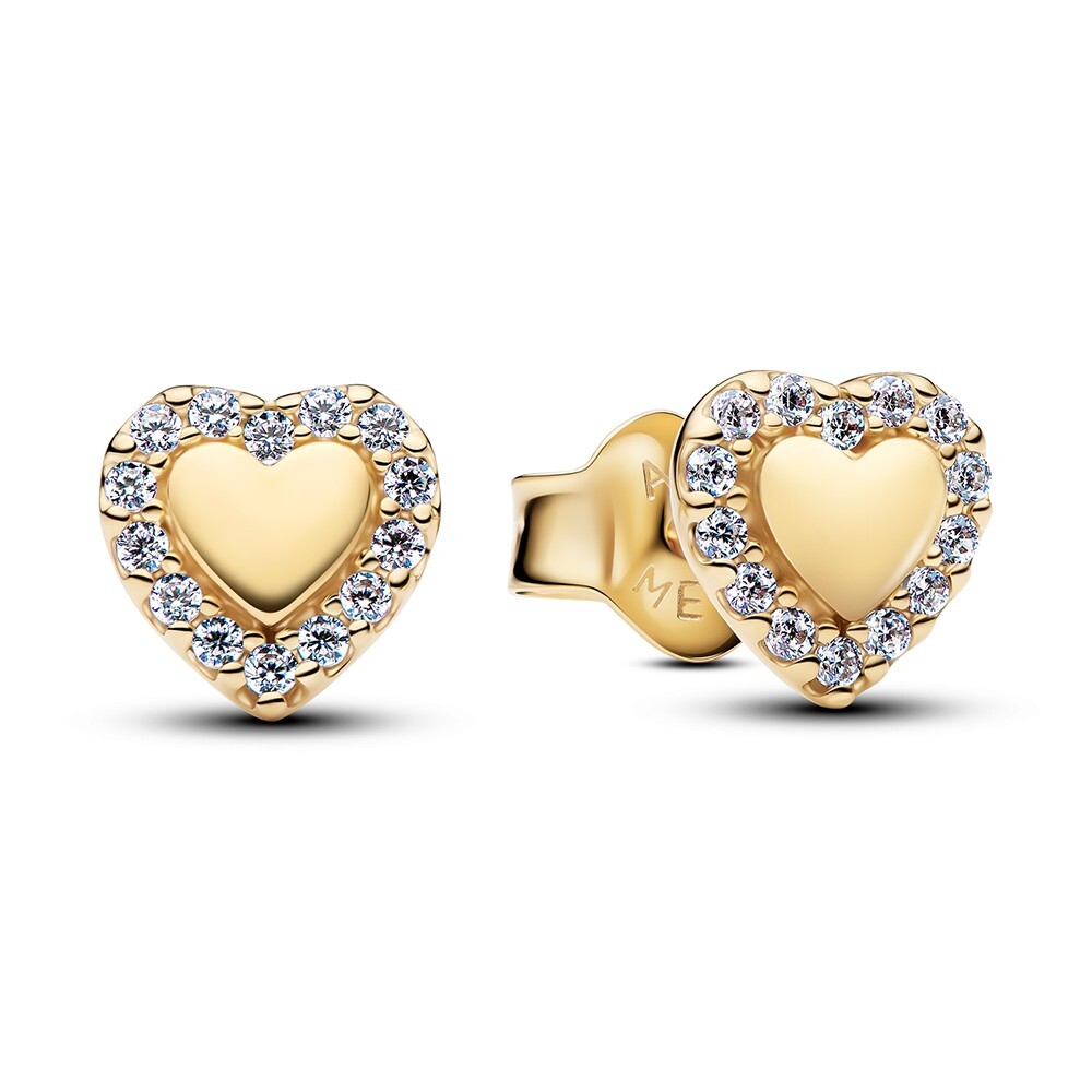 Pandora Pozlacené náušnice se zirkony Srdce Timeless 264363C01