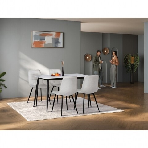 Jídelní set stůl s 4 židlemi 130x70x76 keramika mramor ASE-1038 WT2 Autronic