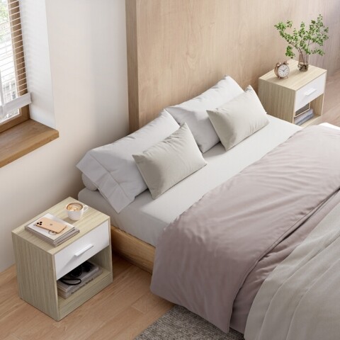 Odkládací noční stolky 2 ks 39x28x41 mdf bělený dub ANT-E1081 BUK Autronic