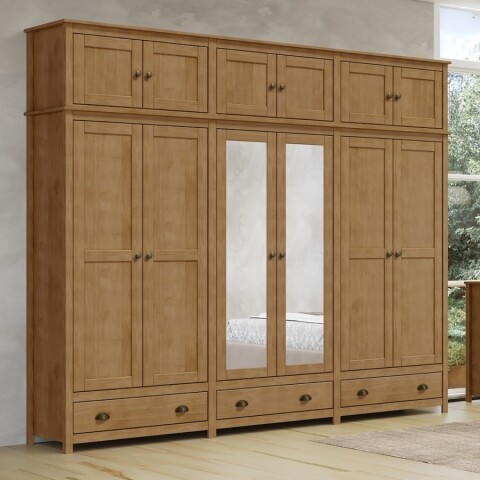 Šatní skříň masiv borovice dub 12dveřová TOPAZIO Akce, super cena, doprava zdarma Idea