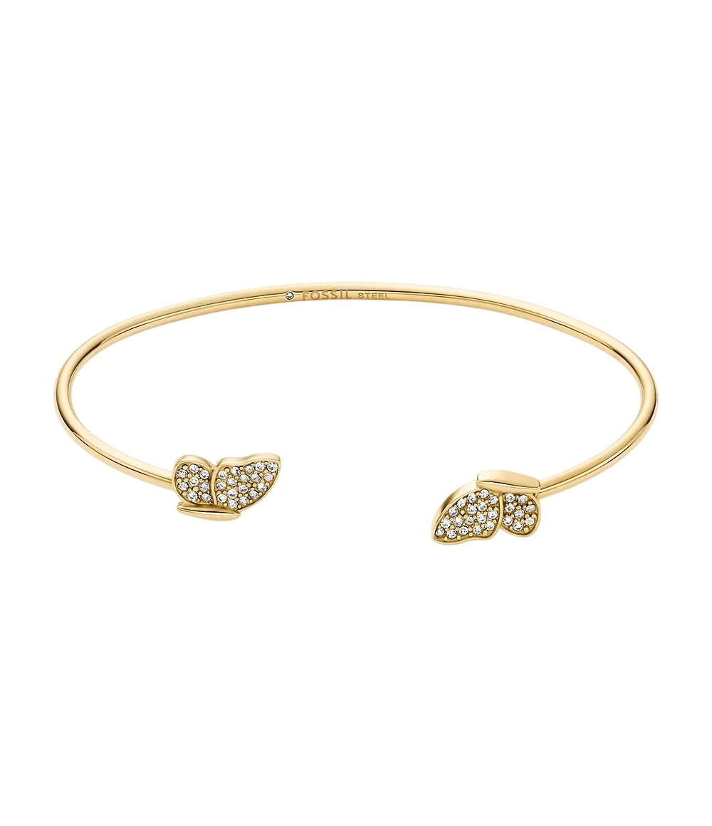 Fossil Pevný pozlacený náramek z oceli Butterfly JF04923710