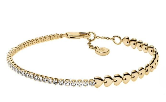 Fossil Okouzlující pozlacený náramek s krystaly JA7303710