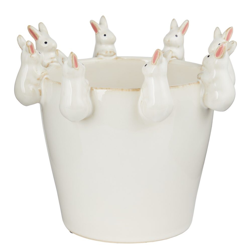 CIRCLE OF FRIENDS Květináč zajíčci 19 cm - bílá