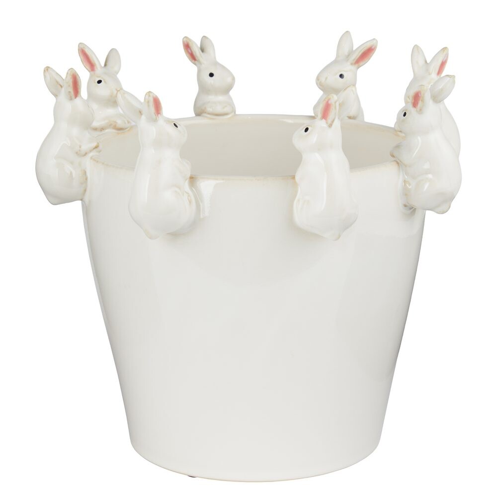 CIRCLE OF FRIENDS Květináč zajíčci 22 cm - bílá