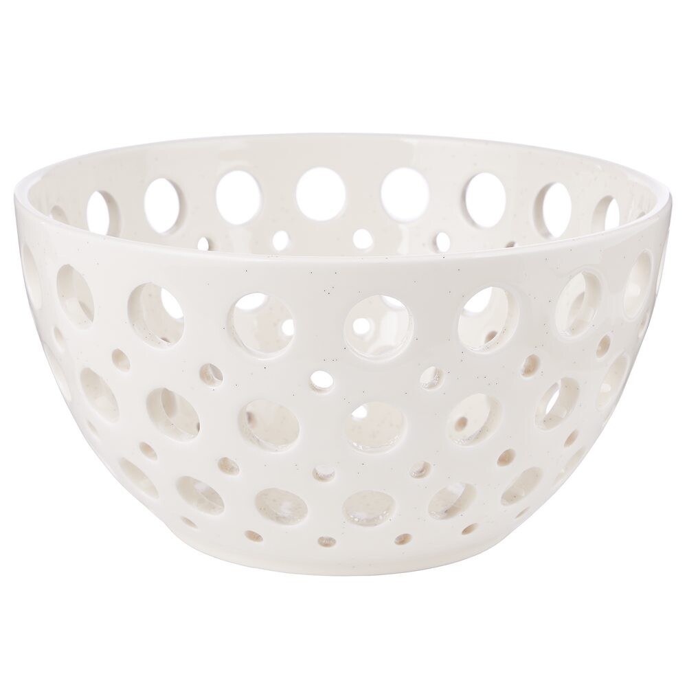 REVIEW Dekorační mísa s otvory 25 cm - krémová