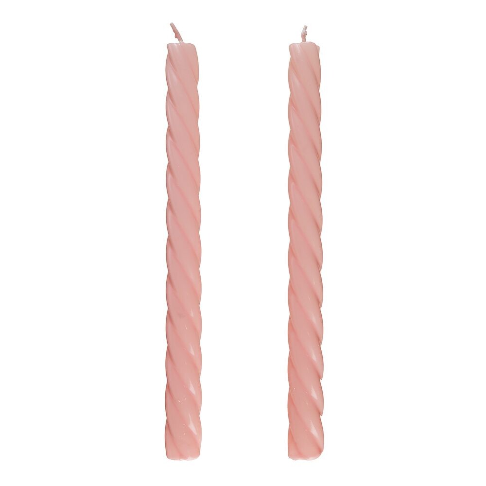 TWISTED Sada lesklých svíček 2 ks 25,5 cm - sv. růžová
