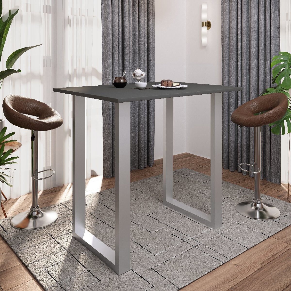 Barový stůl VCM „Xona 110x80“, antracit