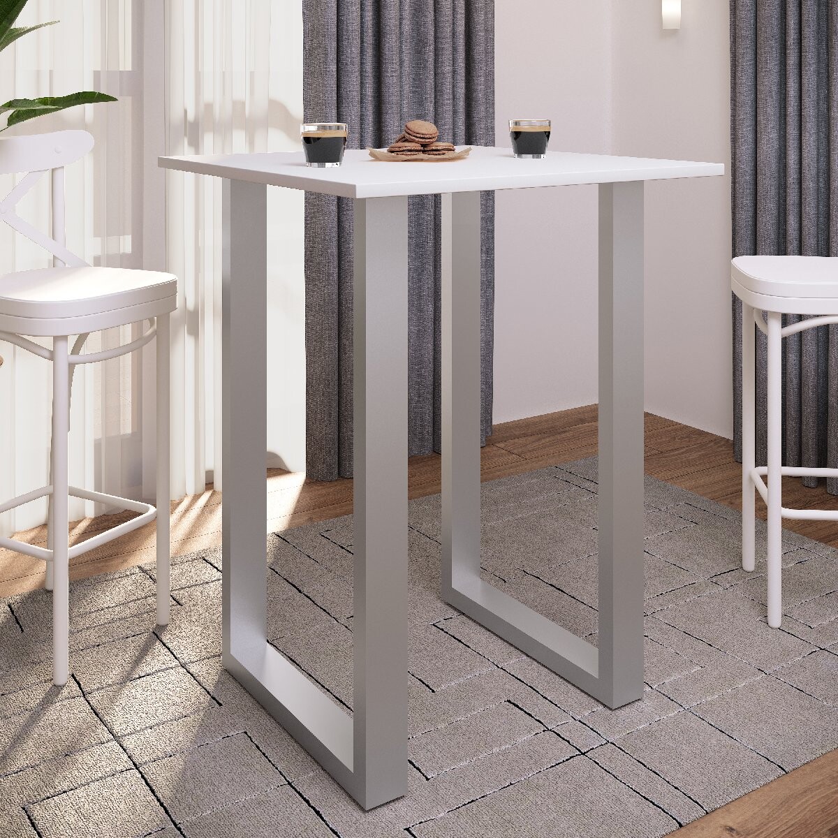 VCM Barový stůl „Xona 80x50“, bílý