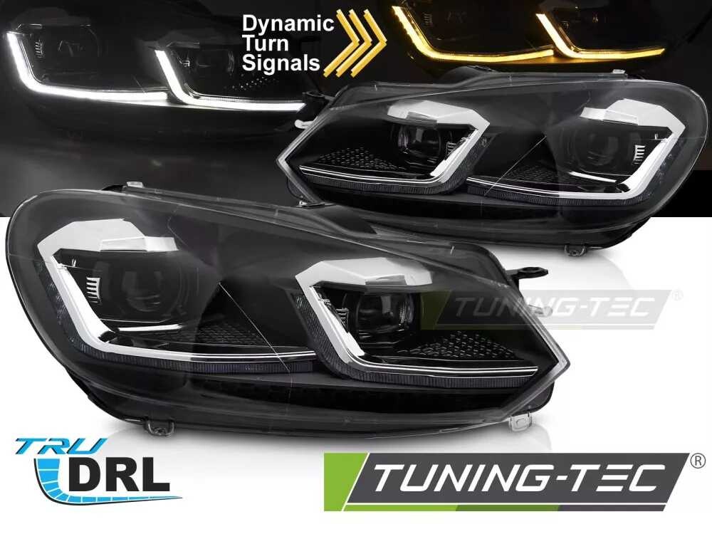 SVĚTLOMETY SILVER LINE LED SEQ DRL pro VW GOLF VI 08-12