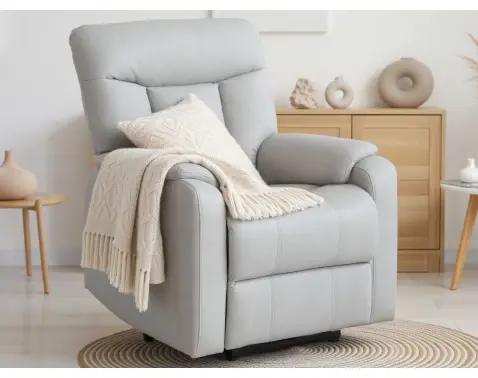 Křeslo s elektrickým polohováním Fiona, světle šedá látka