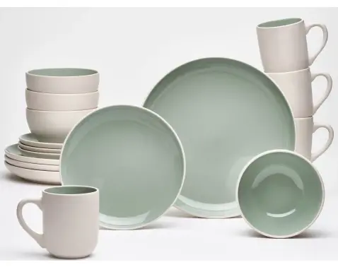 Jídelní servis (16 dílů) London, zelená/béžová