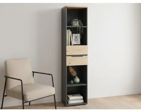 Regál se zásuvkami Memphis, 45 cm, dub artisan/grafit