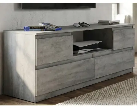 TV skříňka Carlos, šedý beton, šířka 140 cm