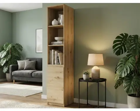 Regál s dvířky Carlos, dub artisan, šířka 40 cm