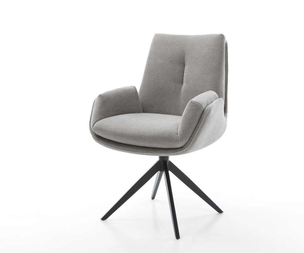 Jídelní židle Clea-Flex látka Měkký šedá křížová podnož široká černá