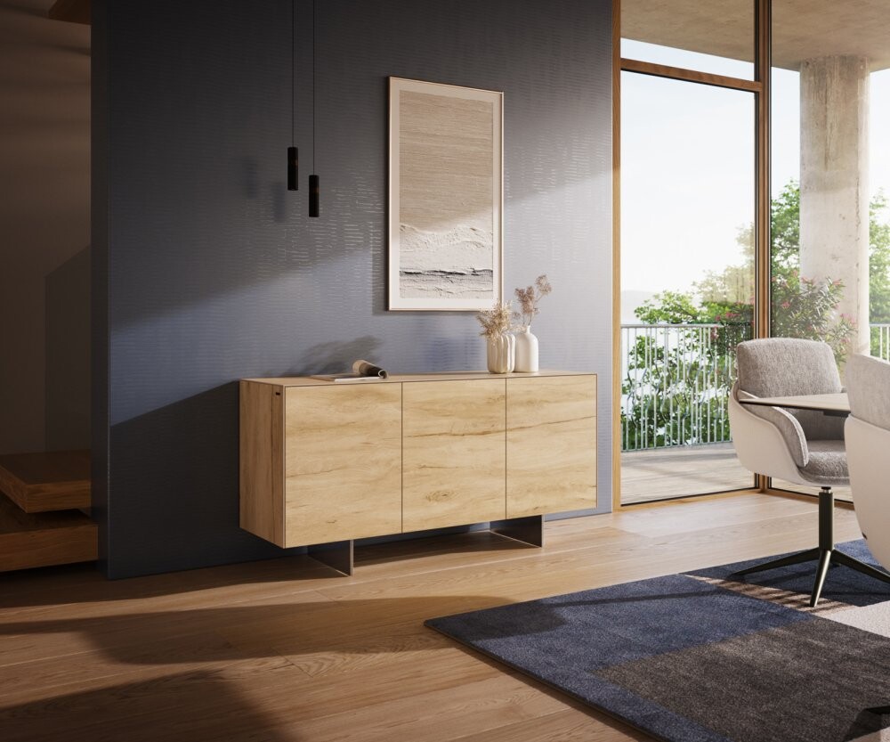 Komoda Cuor 150 cm keramika Laminam® Sabbia dubová barva 3 dvířka