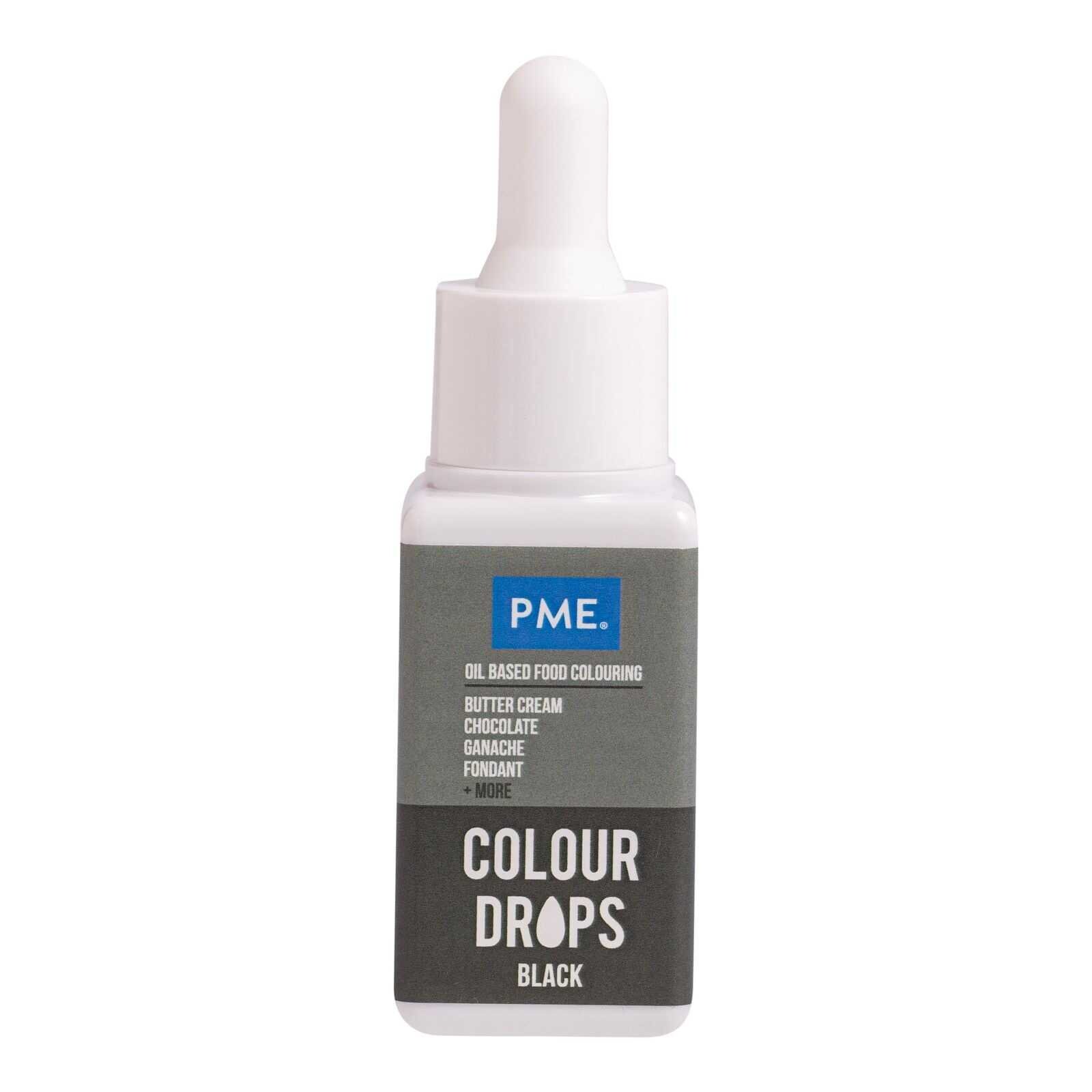 PME Colour Drops Black 20ml (barva do tuků)