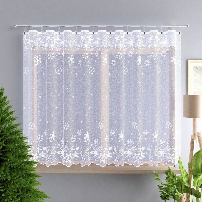 Záclona žakárová, Polárka metráž, bílá 130 cm