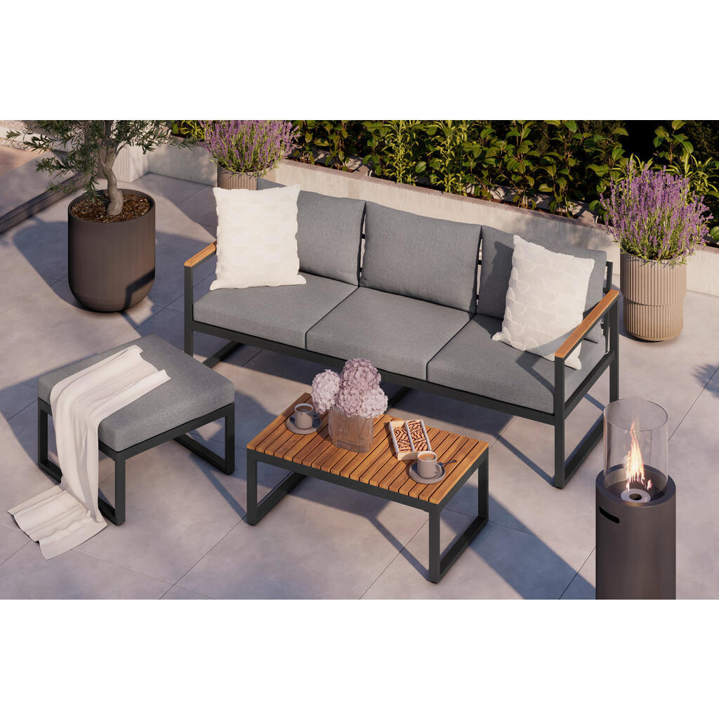 Beldano TERASOVÁ SEDACÍ SOUPRAVA 3dílné, dřevo, kov, textil