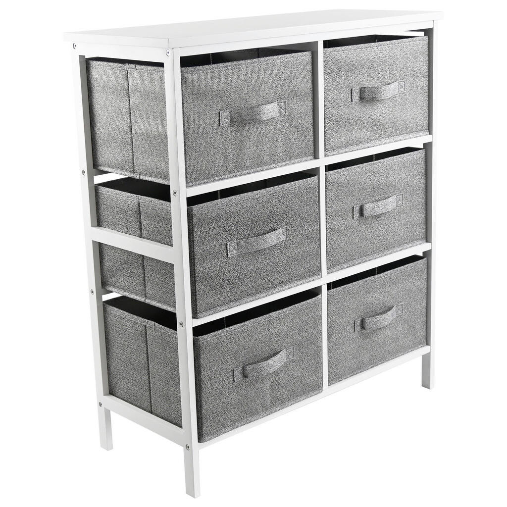 Carryhome KOMODA, borovice, šedá, bílá, 70/80/30 cm