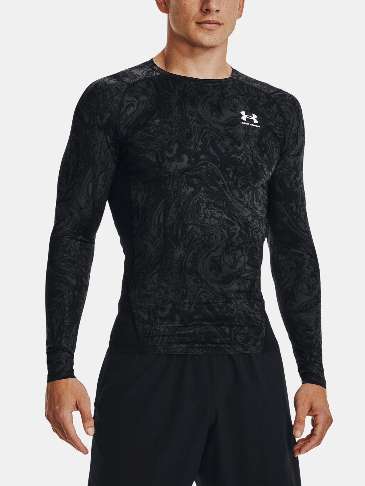 Under Armour Tričko UA HG Armour Comp Print LS-BLK - Pánské