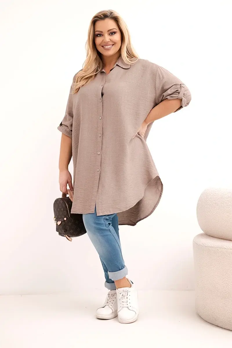 Dámská plus size viskózová košile s prodlouženými zády