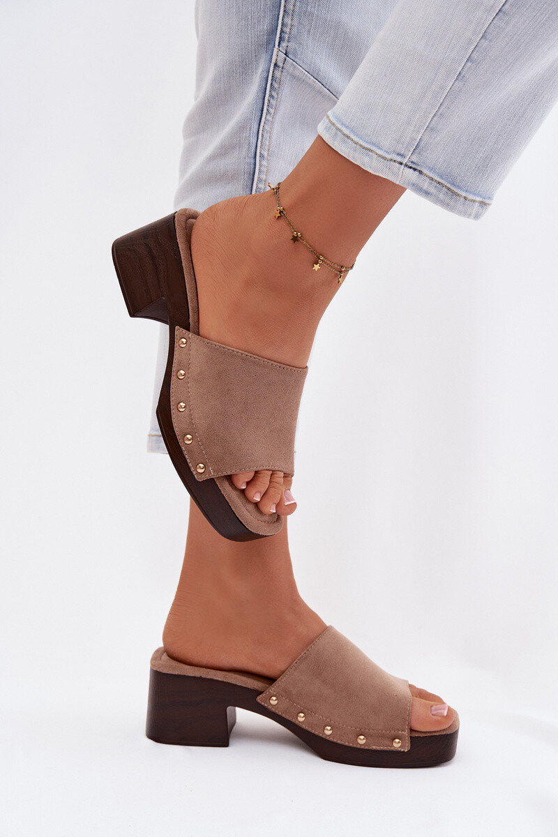 Dámské pantofle na blokovém podpatku