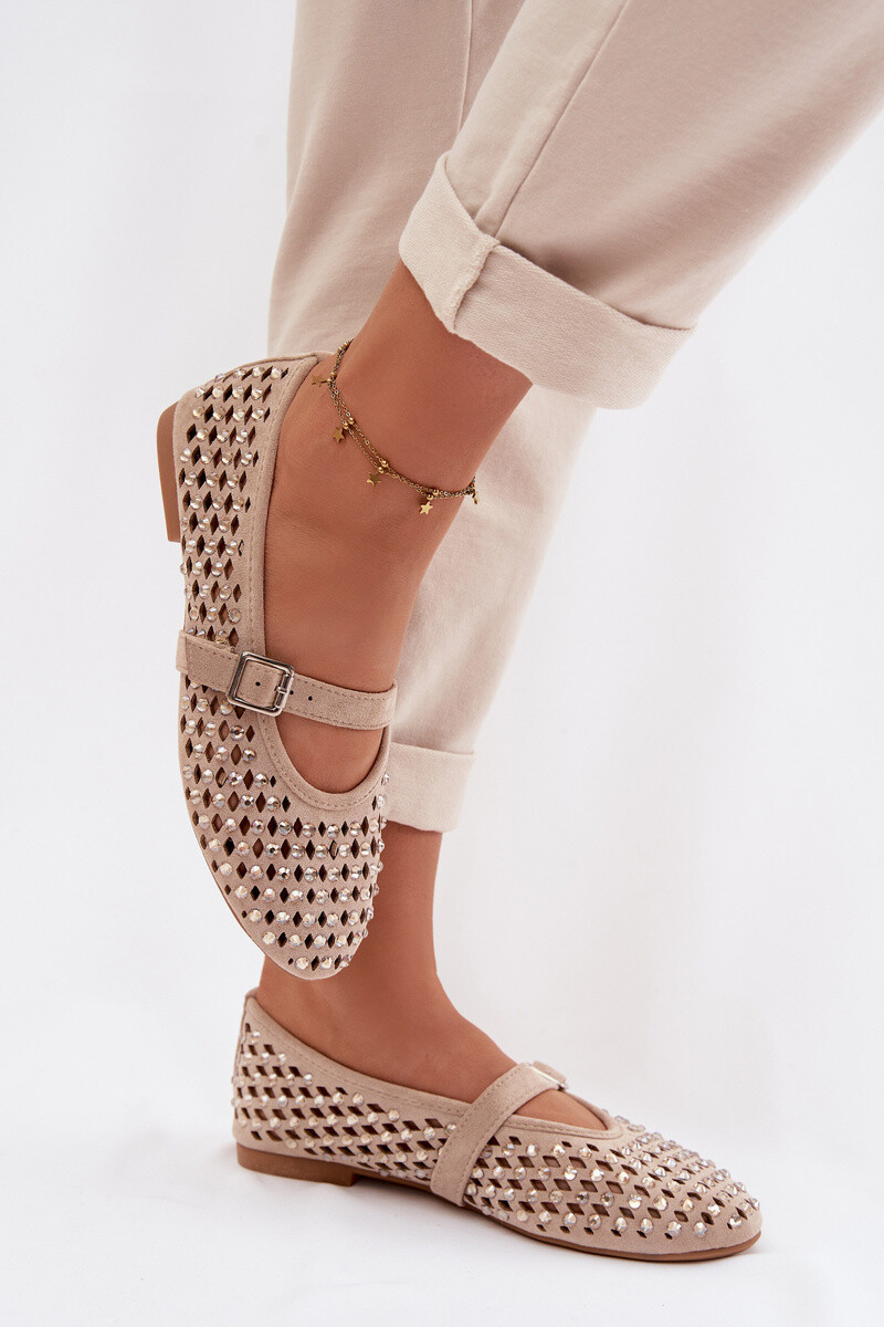 Dámské balerínky s řemínkem a kamínky