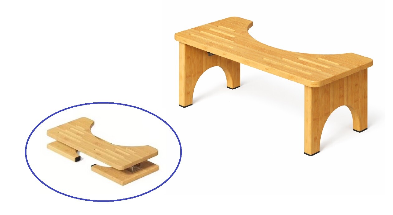 Eco produkty Toaletní stolička na wc Modern bambus světlý, skládací záchodová stolička pro zdravější vyprazdňování, podstavec k toaletě - PODNOŽKA PŘI SEZENÍ NA TOALETĚ