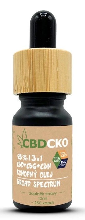 CBDCKO Konopný olej 3v1 15% CBD + 15% CBG + 15% CBN broad spectrum 45% 10 ml