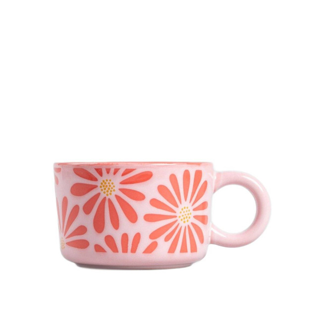 Hrnek FABIA nízký, růžový s květy 732140 450 ml